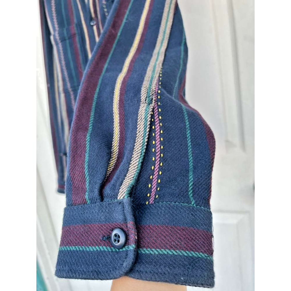 Vans Cropped Striped Jacket Raw Hem Canvas Denim Feel Women’s Large Y2K - Picture 5 of 15